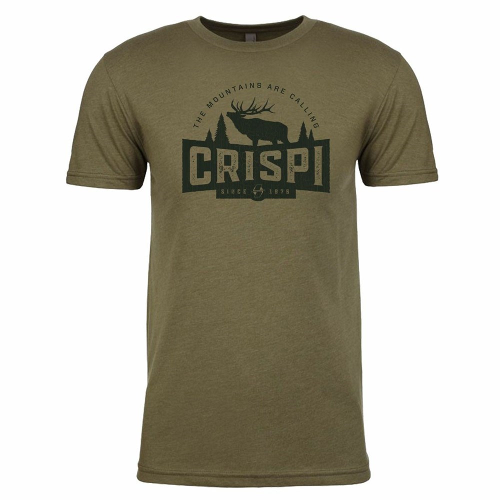 T Shirts Crispi The Elk Vert Olive Clair Homme | DMK-1656042